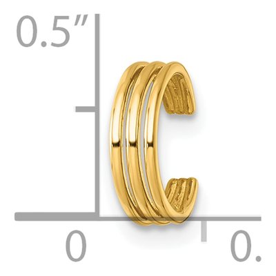 14K Yellow Gold Three Row Ear Cuff Ear Cuff – view 5