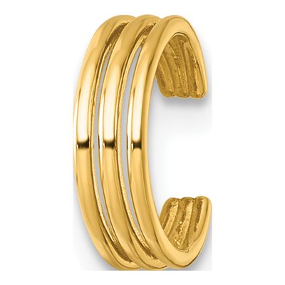 14K Yellow Gold Three Row Ear Cuff Ear Cuff