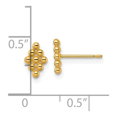 14K Yellow Gold Diamond-Shape Beaded Stud Earrings – view 4