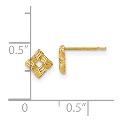 14K Yellow Gold Woven Button Stud Earrings – view 4
