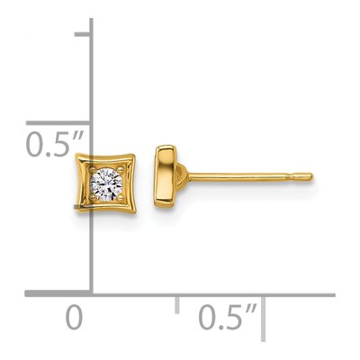 14K Yellow Gold CZ Round Square Stud Earrings – view 4