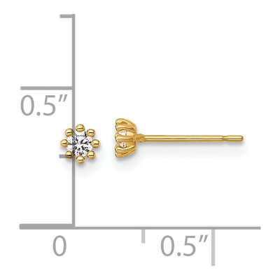 14K Yellow Gold CZ Beaded Round Stud Earrings – view 4