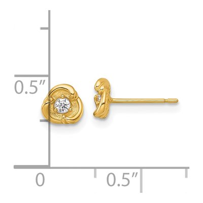 14K Yellow Gold Round CZ Swirl Button Stud Earrings – view 4