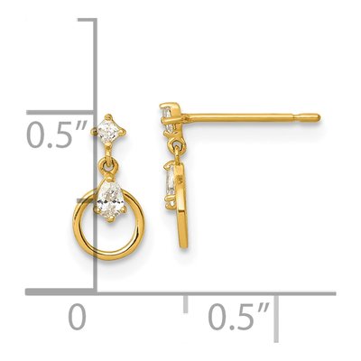 14K Yellow Gold CZ Doorknocker Dangle Earrings – view 4