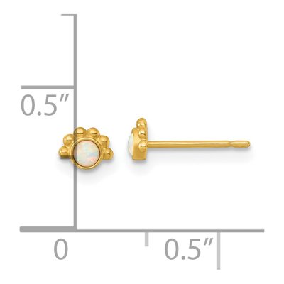 14K Yellow Gold Lab-Created Opal Stud Earrings – view 4
