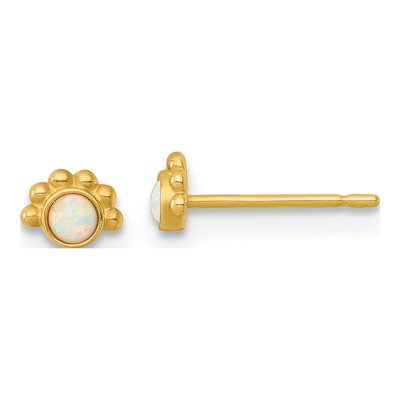 14K Yellow Gold Lab-Created Opal Stud Earrings