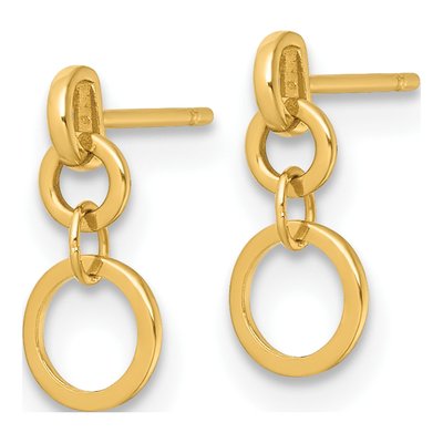 14K Yellow Gold Circles Dangle Earrings – view 3