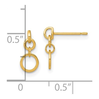 14K Yellow Gold Circles Dangle Earrings – view 4