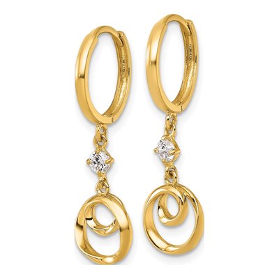 14K Yellow Gold CZ Twisted Dangle Earrings – view 3