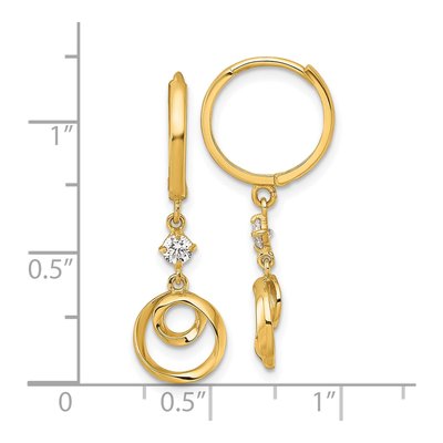 14K Yellow Gold CZ Twisted Dangle Earrings – view 4