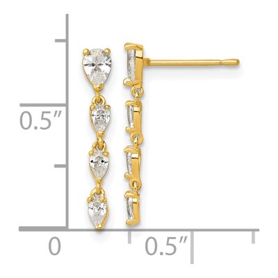14K Yellow Gold CZ Pear Dangle Earrings – view 4