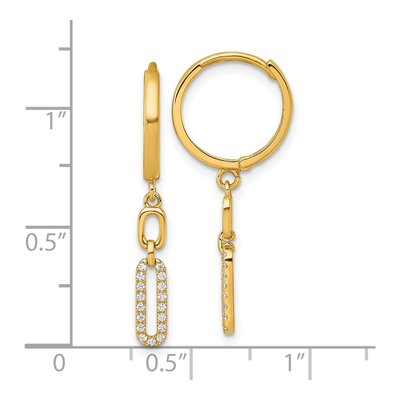 14K Yellow Gold CZ Paperclip Dangle Earrings – view 4