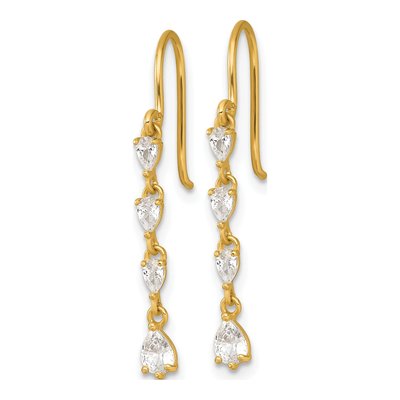 14K Yellow Gold CZ Teardrop Dangle Earrings – view 3