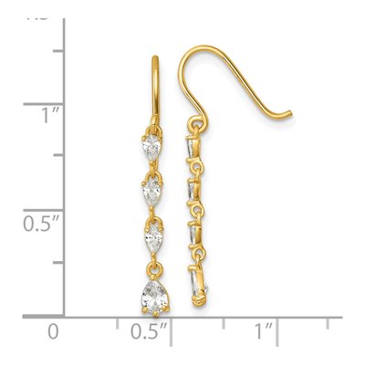 14K Yellow Gold CZ Teardrop Dangle Earrings – view 4