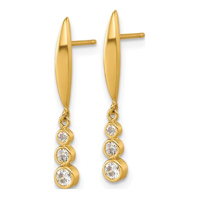 14K Yellow Gold CZ Graduated Dangle Earrings – view 3