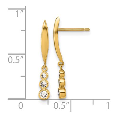 14K Yellow Gold CZ Graduated Dangle Earrings – view 4