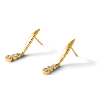 14K Yellow Gold CZ Graduated Dangle Earrings – view 5