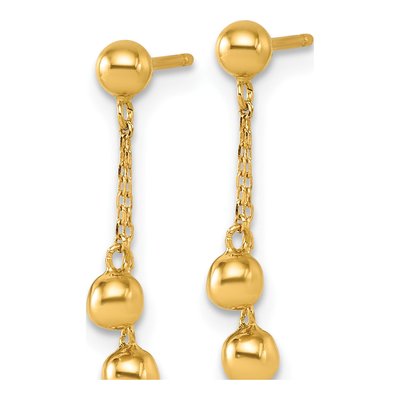 14K Yellow Gold Ball Dangle Earrings – view 3