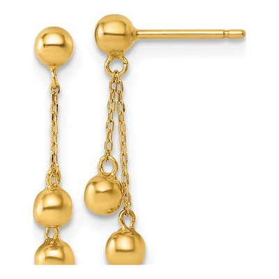 14K Yellow Gold Ball Dangle Earrings