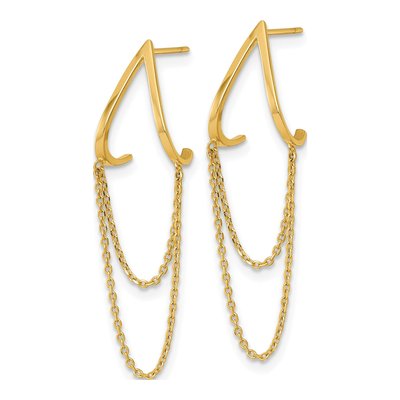 14K Yellow Gold V-Design Dangle Earrings – view 3