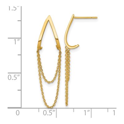 14K Yellow Gold V-Design Dangle Earrings – view 4
