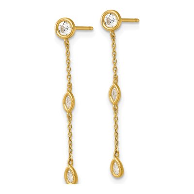 14K Yellow Gold CZ Bezel Dangle Earrings – view 3