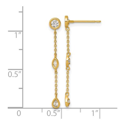 14K Yellow Gold CZ Bezel Dangle Earrings – view 4