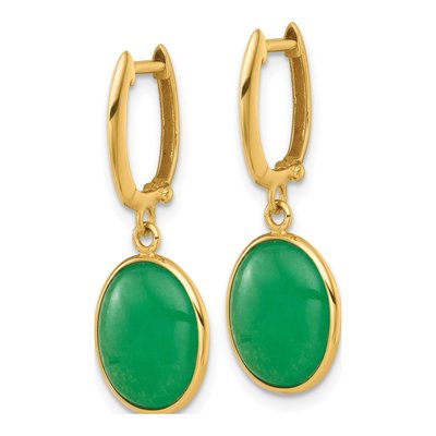 14K Yellow Gold 29mm Jade Huggie Hoop Earrings – view 3