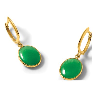 14K Yellow Gold 29mm Jade Huggie Hoop Earrings – view 5