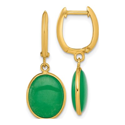 14K Yellow Gold 29mm Jade Huggie Hoop Earrings
