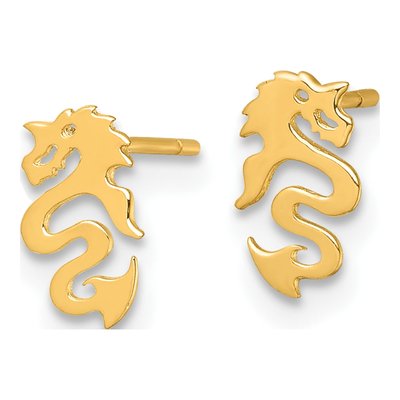 14K Yellow Gold Dragon Stud Earrings – view 3