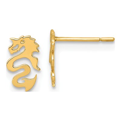 14K Yellow Gold Dragon Stud Earrings
