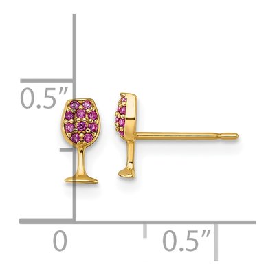 14K Yellow Gold Ruby Wine Glass Stud Earrings – view 4
