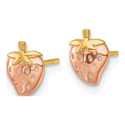 14K Yellow Gold Strawberry Stud Earrings – view 3