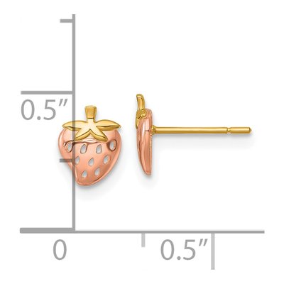14K Yellow Gold Strawberry Stud Earrings – view 4