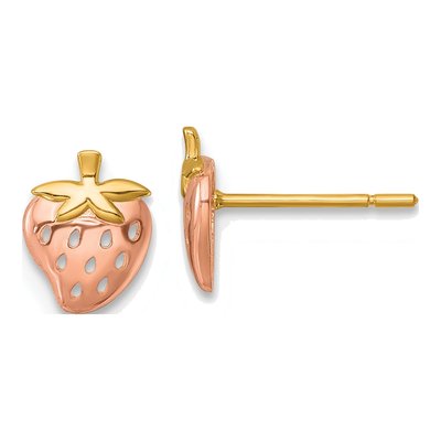 14K Yellow Gold Strawberry Stud Earrings