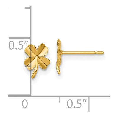 14K Yellow Gold Four Leaf Clover Stud Earrings – view 4