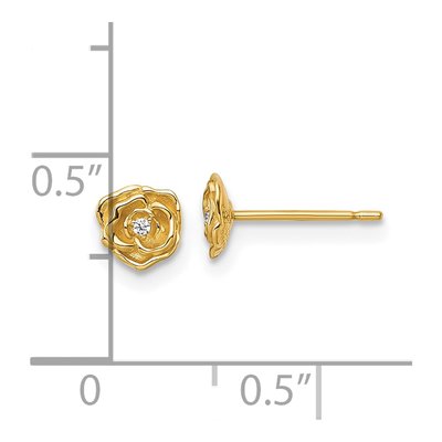 14K Yellow Gold Round CZ Button Stud Earrings – view 4