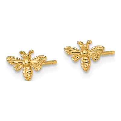 14K Yellow Gold Honey Bee Stud Earrings – view 3