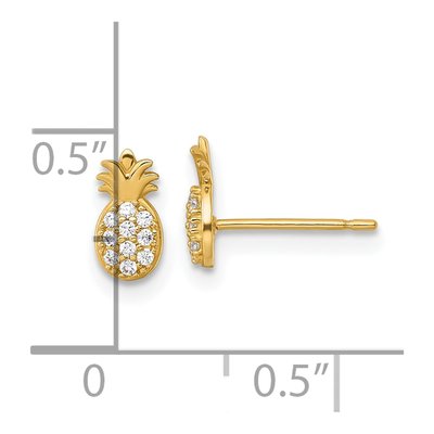 14K Yellow Gold Round CZ Pineapple Stud Earrings – view 4