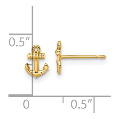 14K Yellow Gold Mini Anchor Stud Earrings – view 4