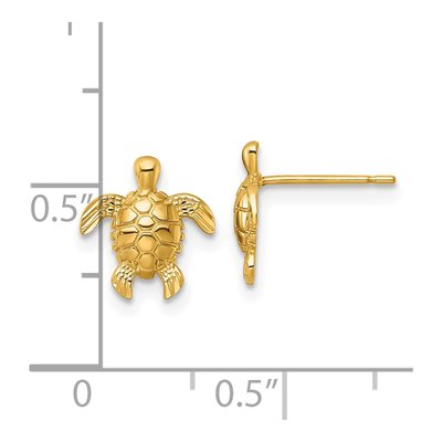 14K Yellow Gold Diamond-Cut Turtle Stud Earrings – view 4