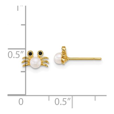14K Yellow Gold Round Freshwater Cultured Pearl & CZ Button Stud Earrings – view 3