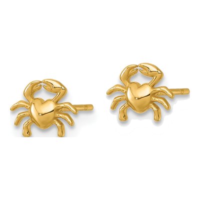 14K Yellow Gold Mini Crab Button Stud Earrings – view 3