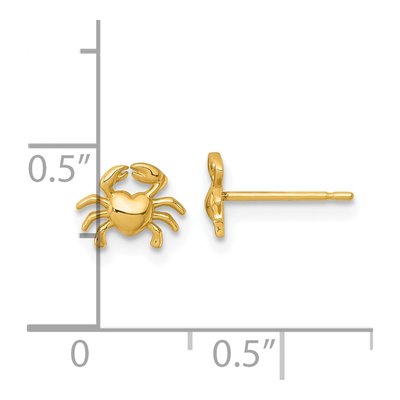 14K Yellow Gold Mini Crab Button Stud Earrings – view 4