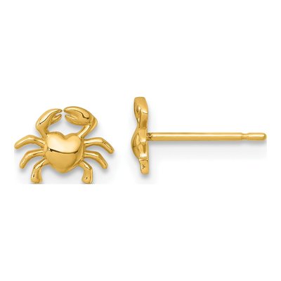 14K Yellow Gold Mini Crab Button Stud Earrings