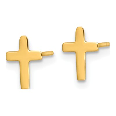 14K Yellow Gold Latin Cross Stud Earrings – view 3