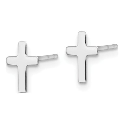 14K White Gold Latin Cross Stud Earrings – view 3
