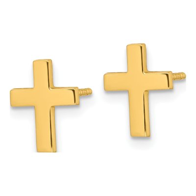 14K Yellow Gold Latin Cross Stud Earrings – view 3