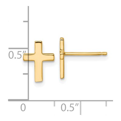 14K Yellow Gold Latin Cross Stud Earrings – view 5